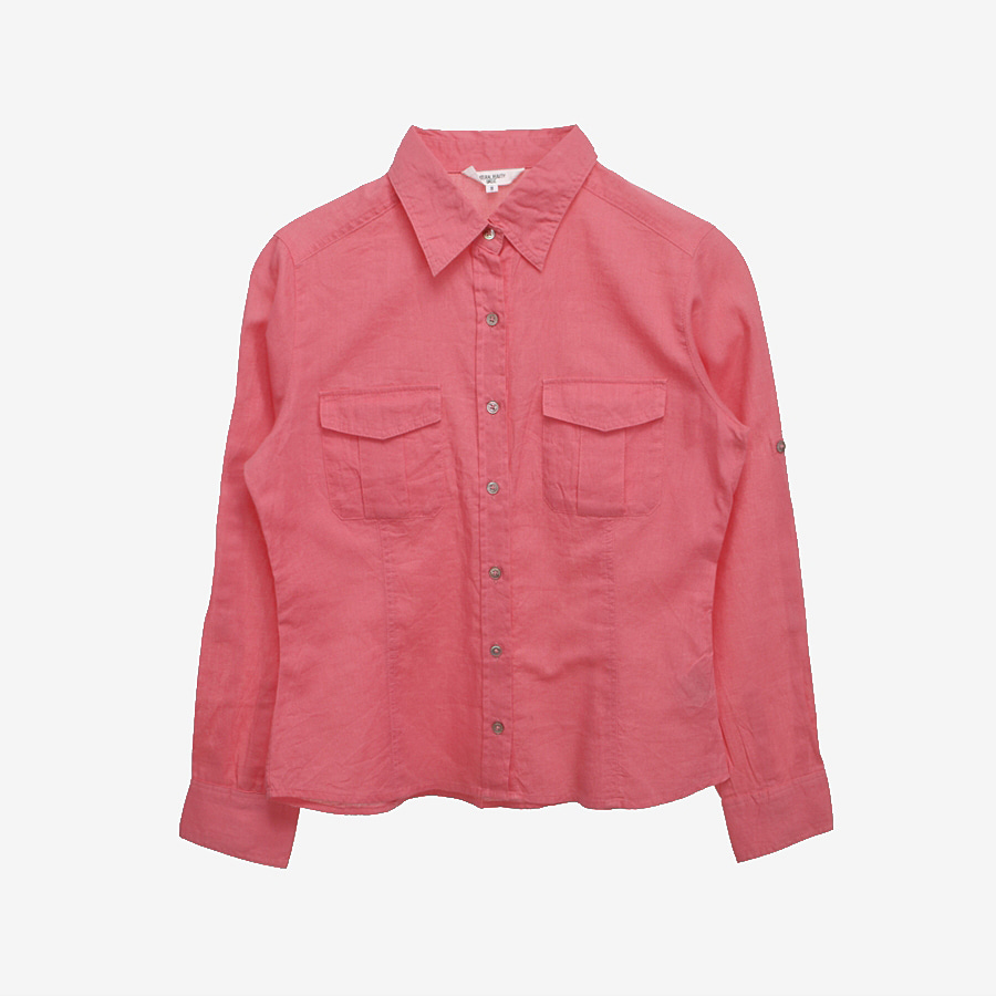 [NATURAL BEAUTY BASIC] 내츄럴 뷰티 베이직 린넨 블랜드 셔츠 Pink / size women S 빈티지 편집샵